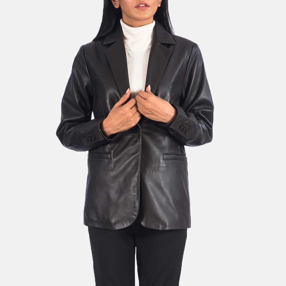 Norma Brown Leather Blazer 2