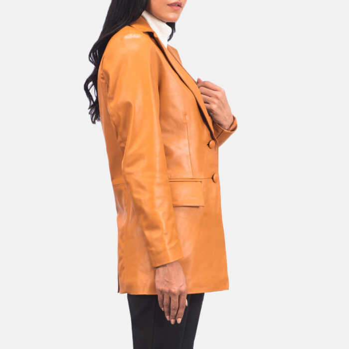 Marilyn Tan Brown Leather Blazer 4