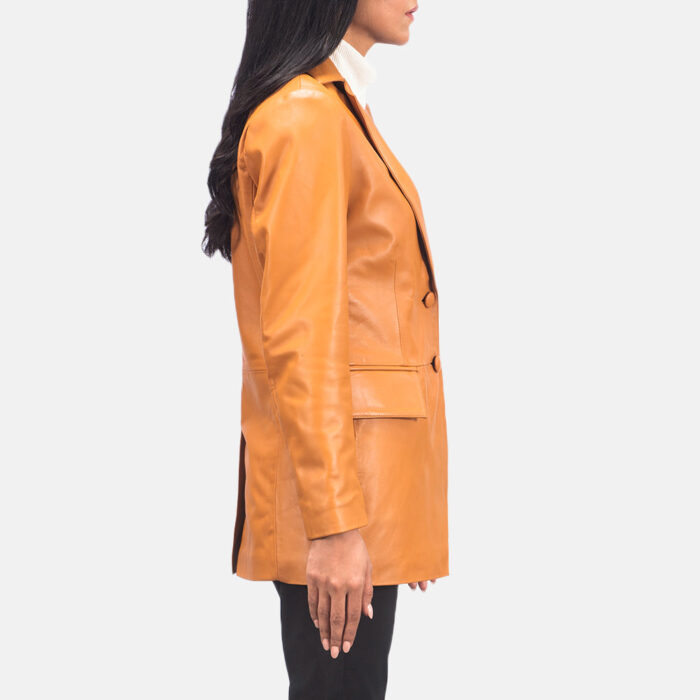 Marilyn Tan Brown Leather Blazer 5