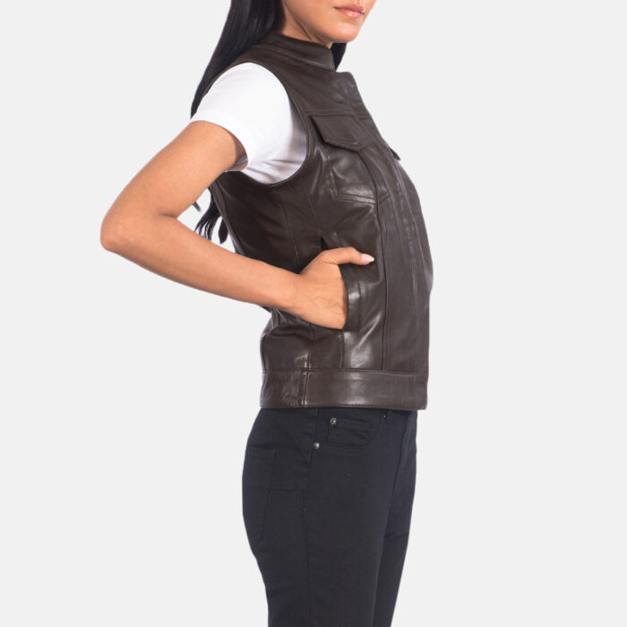 Rayne Moto Brown Leather Vest 2