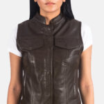 Rayne Moto Brown Leather Vest 6