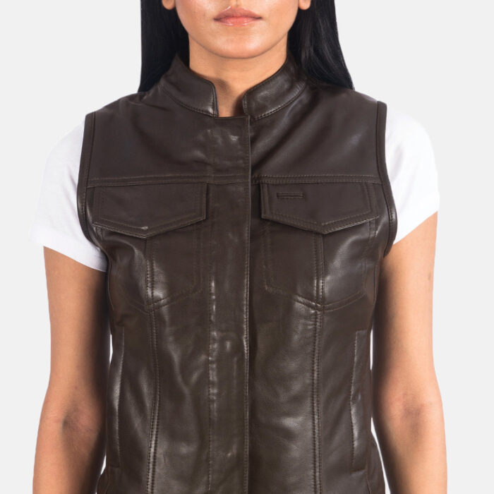 Rayne Moto Brown Leather Vest 6