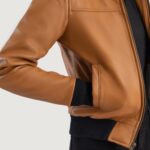 Rebella Brown Hooded Leather Bomber Jacket 6
