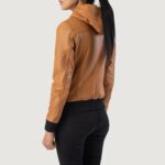 Rebella Brown Hooded Leather Bomber Jacket 5