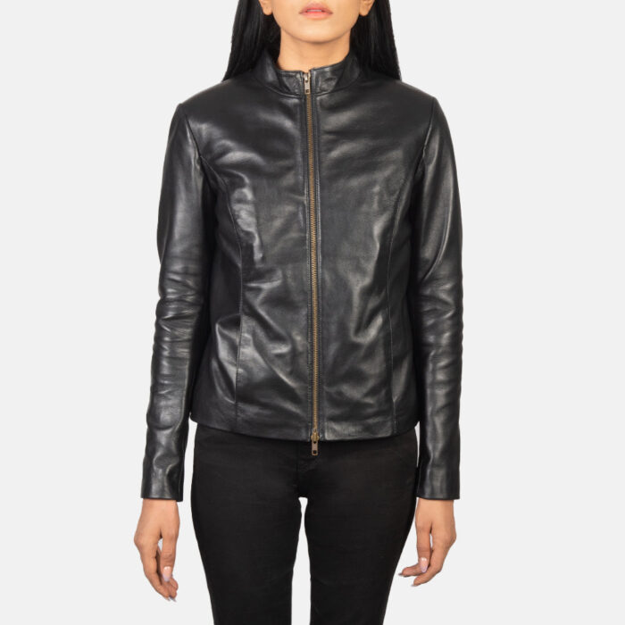 Rumella Black Leather Biker Jacket 4