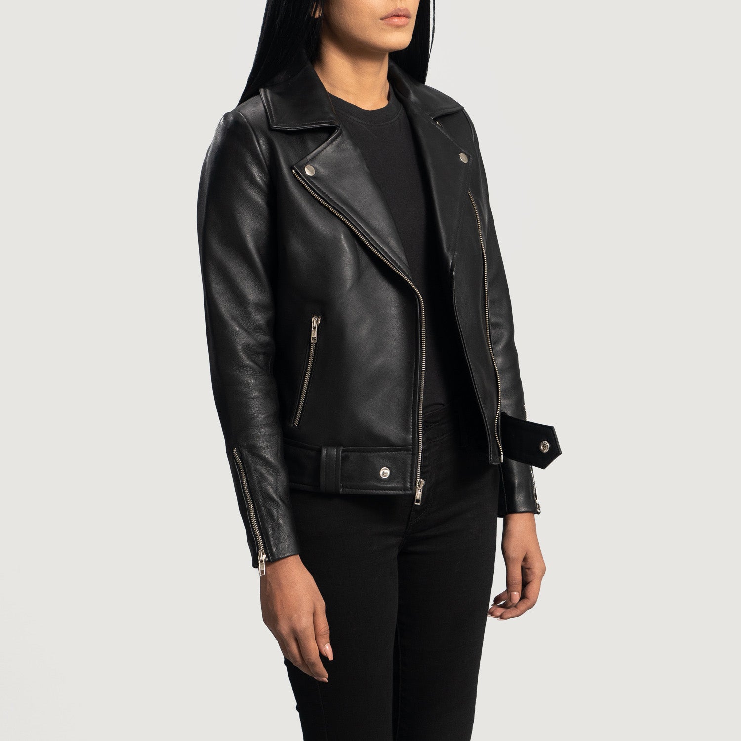 Rumy Black Leather Biker Jacket 2