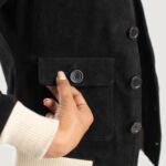 Sasha A1 Black Suede Bomber Jacket 6
