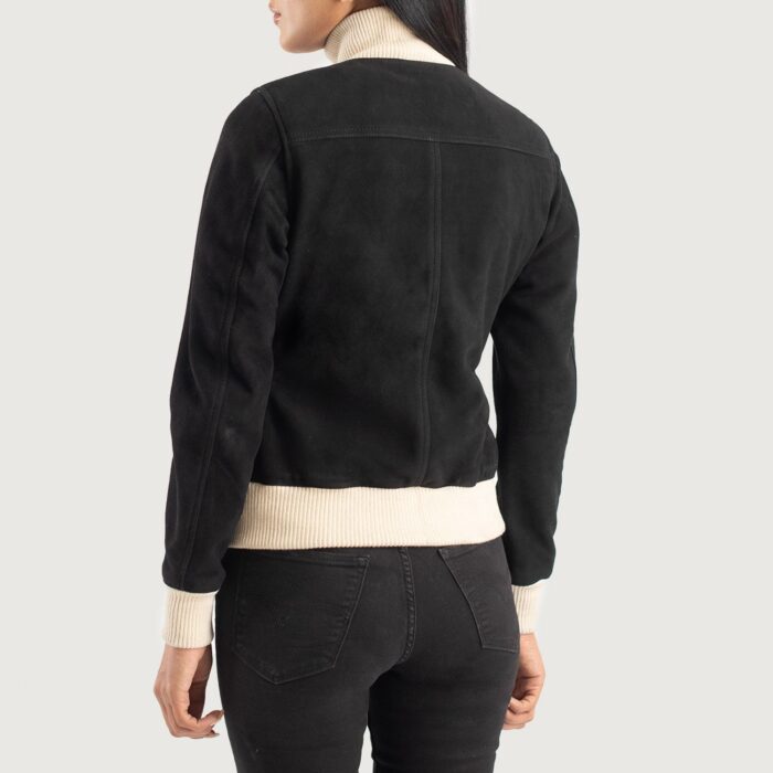 Sasha A1 Black Suede Bomber Jacket 5