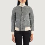 Sasha A1 Grey Suede Bomber Jacket 4