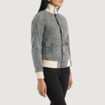 Sasha A1 Grey Suede Bomber Jacket 2