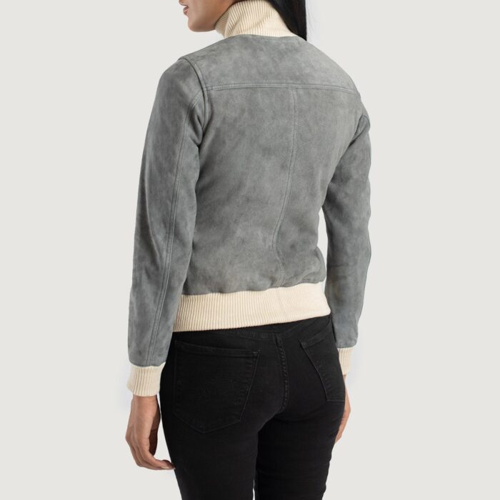 Sasha A1 Grey Suede Bomber Jacket 5