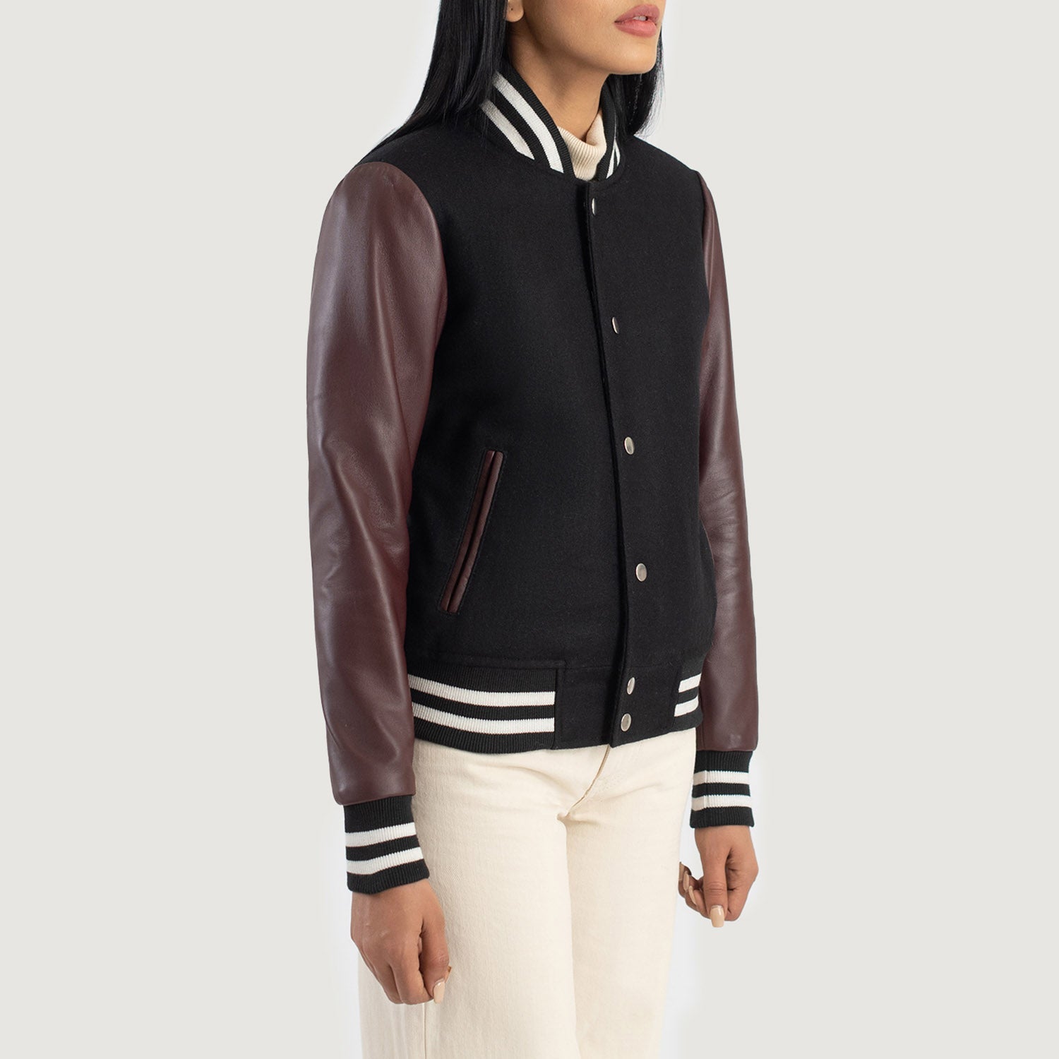 Savant Maroon & Black Hybrid Varsity Jacket 2