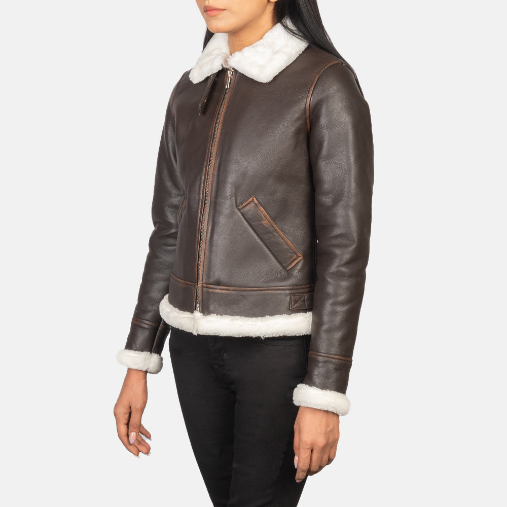 Sherilyn B-3 Brown Leather Bomber Jacket 2