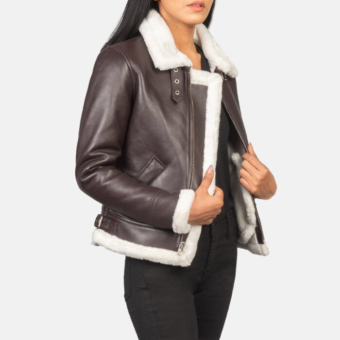 Sherilyn B-3 Maroon Leather Bomber Jacket 6