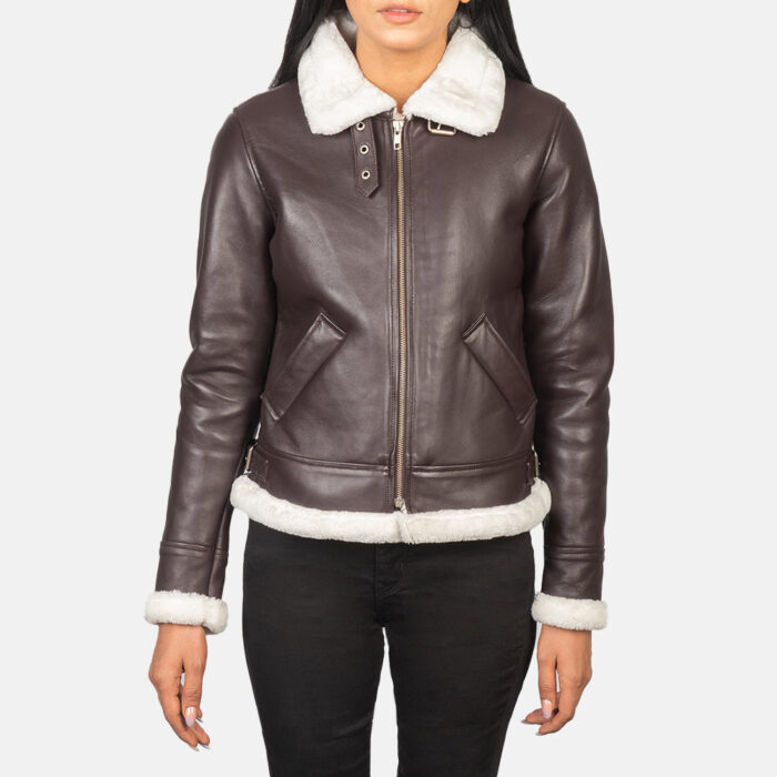 Sherilyn B-3 Maroon Leather Bomber Jacket 4