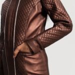 Trudy Lane Quilted Maroon Leather Coat 6