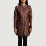 Trudy Lane Quilted Maroon Leather Coat 4