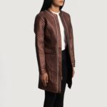 Trudy Lane Quilted Maroon Leather Coat 2