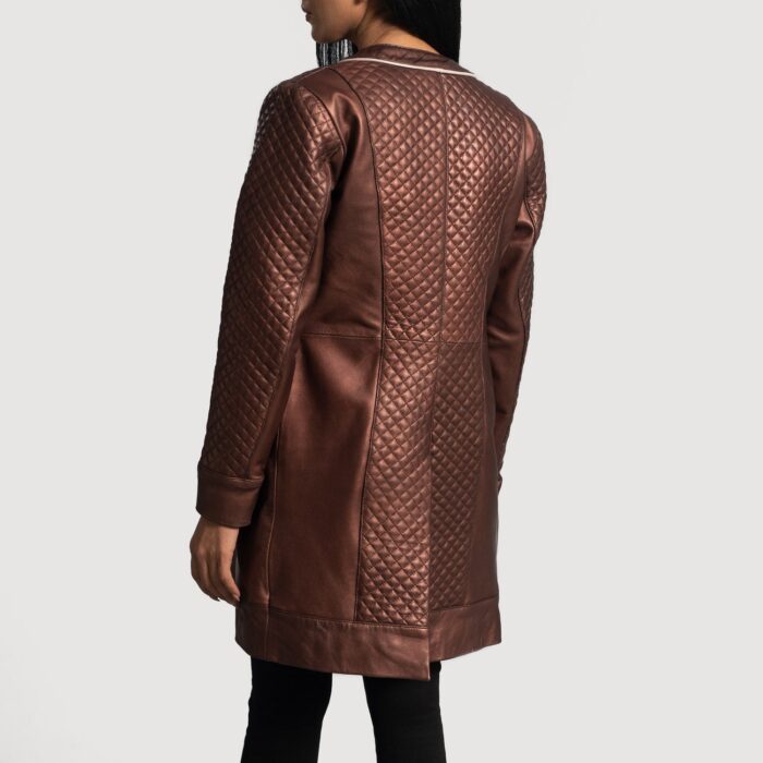 Trudy Lane Quilted Maroon Leather Coat 5