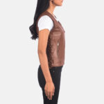 Vanda Brown Leather Biker Vest 2