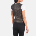 Vanda Distressed Brown Leather Biker Vest 5