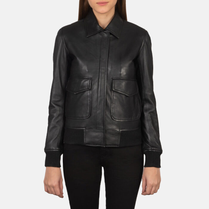 Westa A-2 Black Leather Bomber Jacket 4