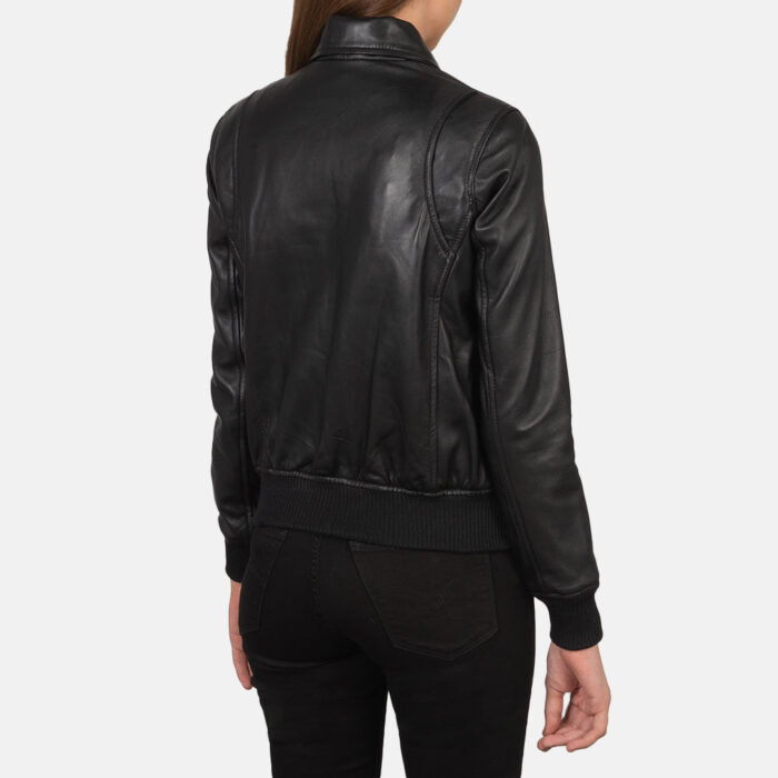 Westa A-2 Black Leather Bomber Jacket 5