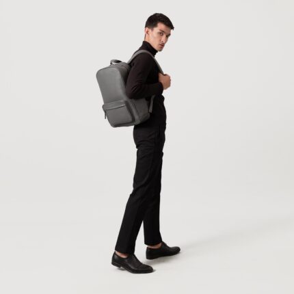 The Philos Grey Leather Backpack 2