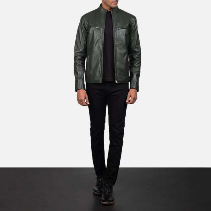 Ionic Green Leather Biker Jacket 4