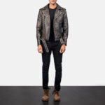 [FS] Allaric Alley Distressed Brown Leather Biker Jacket 4