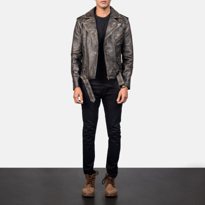 [FS] Allaric Alley Distressed Brown Leather Biker Jacket 4