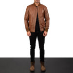 Bomia Ma-1 Brown Leather Bomber Jacket 3