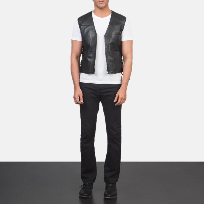 Brandon Black Leather Vest 3