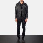 Danny Quilted Black Leather Biker Jacket 4