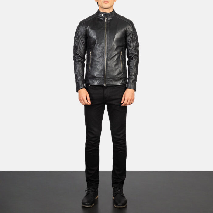 Fernando Quilted Black Leather Biker Jacket 3