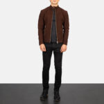 Fernando Quilted Brown Suede Biker Jacket 3