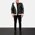 Francis B-3 Black & White Leather Bomber Jacket 3