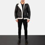 Francis B-3 Distressed Black Leather Bomber Jacket 3
