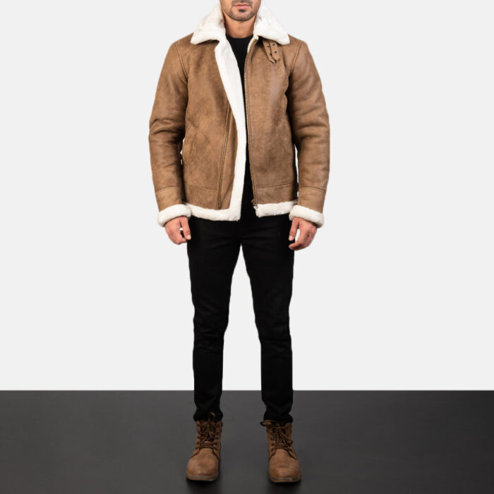 Francis B-3 Distressed Brown Leather Bomber Jacket 3