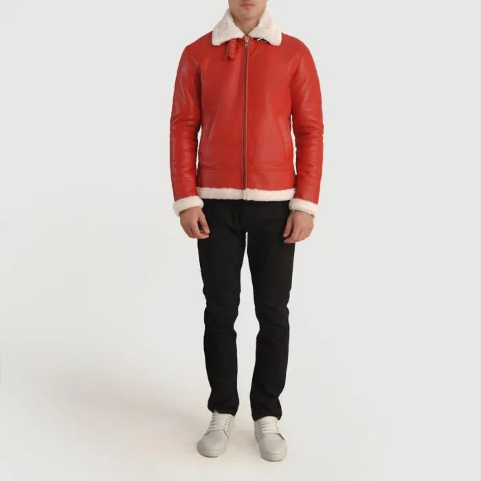 Francis B-3 Red Leather Bomber Jacket 3