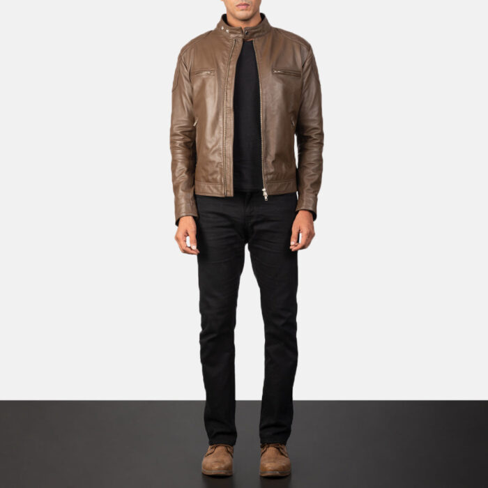 Gatsby Mocha Leather Biker Jacket 3
