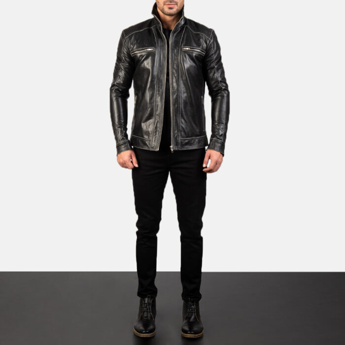 Hudson Black Leather Biker Jacket 3