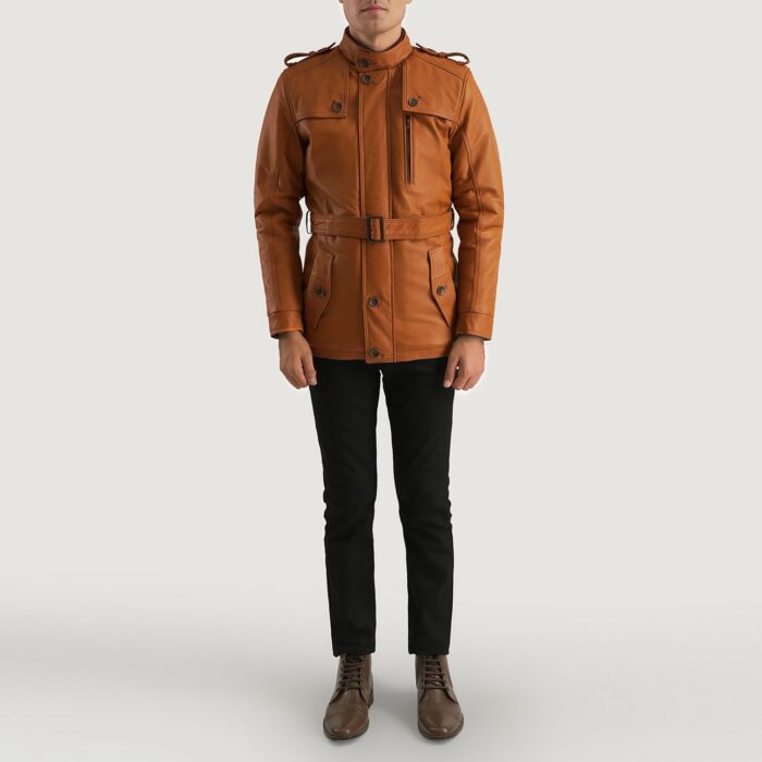 Hunter Tan Brown Fur Leather Jacket 3