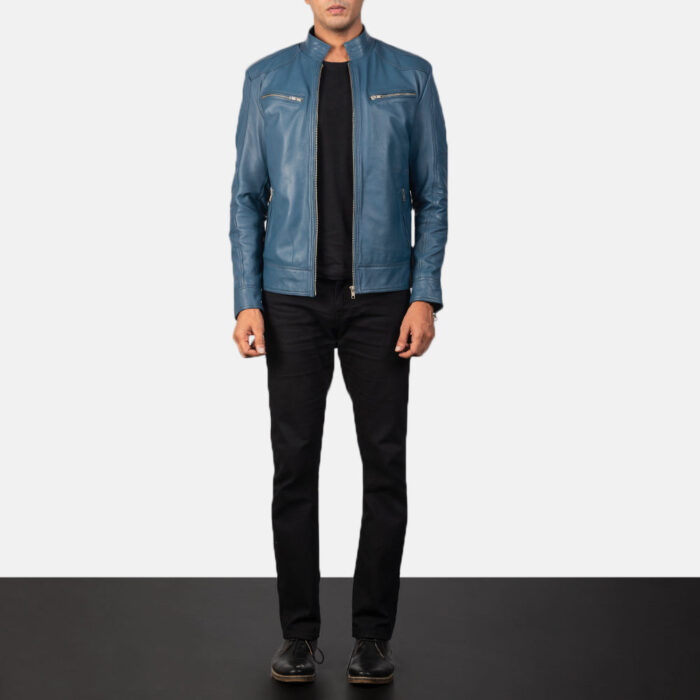 Mack Blue Leather Biker Jacket 3
