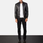 Moda Black Leather Bomber Jacket 3