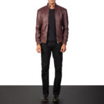 Moda Maroon Leather Bomber Jacket 4