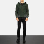 Nintenzo Green Hooded Suede Bomber Jacket 3