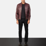 [FS] Shane Maroon Leather Bomber Jacket 3