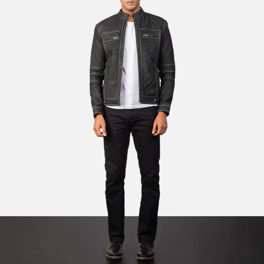 Youngster Distressed Black Leather Jacket 4