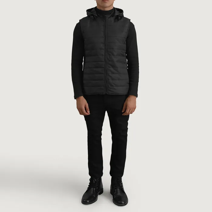 Carlo Black Hooded Puffer Vest 3